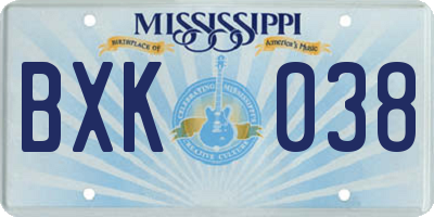 MS license plate BXK038