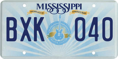 MS license plate BXK040