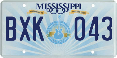 MS license plate BXK043