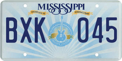 MS license plate BXK045