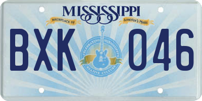 MS license plate BXK046