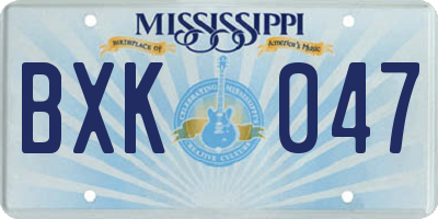 MS license plate BXK047