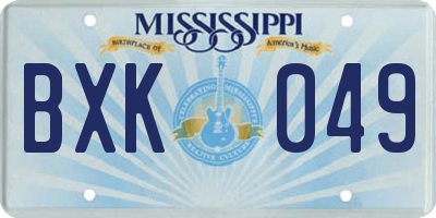 MS license plate BXK049