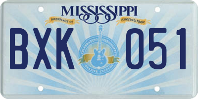 MS license plate BXK051