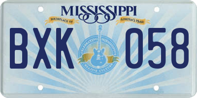 MS license plate BXK058