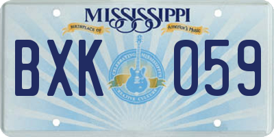 MS license plate BXK059