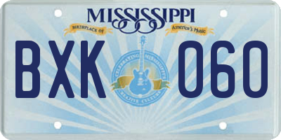 MS license plate BXK060