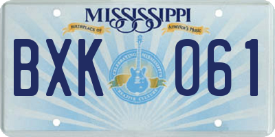 MS license plate BXK061