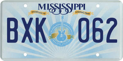 MS license plate BXK062