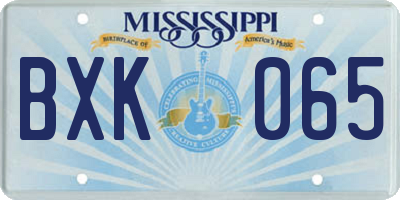 MS license plate BXK065