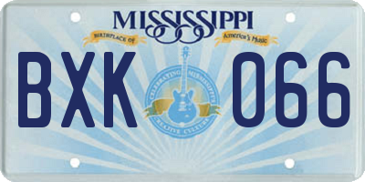 MS license plate BXK066