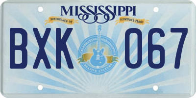 MS license plate BXK067