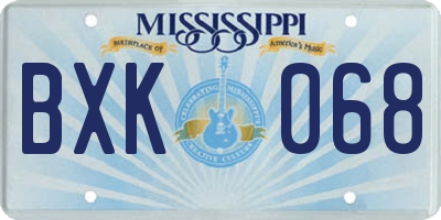MS license plate BXK068