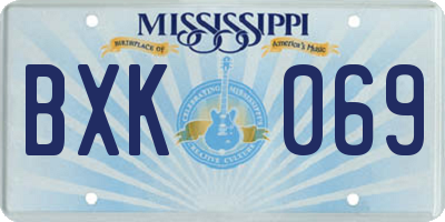 MS license plate BXK069