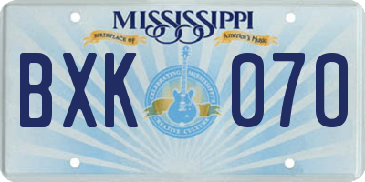 MS license plate BXK070