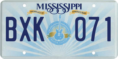 MS license plate BXK071