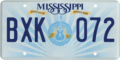 MS license plate BXK072