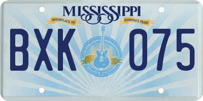MS license plate BXK075