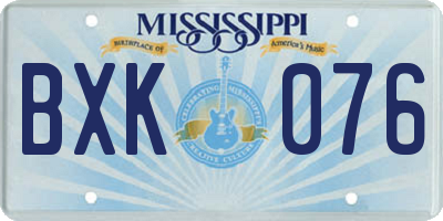 MS license plate BXK076