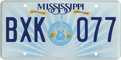 MS license plate BXK077