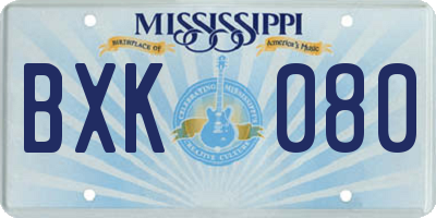 MS license plate BXK080