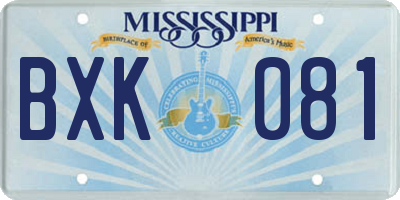 MS license plate BXK081