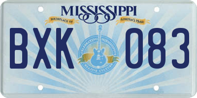 MS license plate BXK083