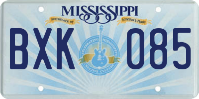 MS license plate BXK085