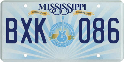 MS license plate BXK086