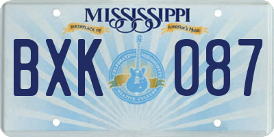 MS license plate BXK087