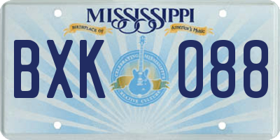 MS license plate BXK088