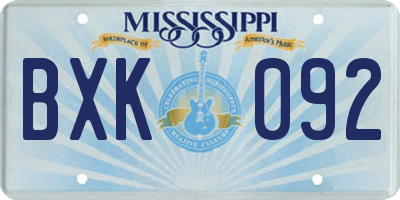 MS license plate BXK092