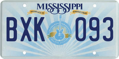 MS license plate BXK093
