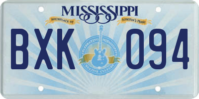 MS license plate BXK094