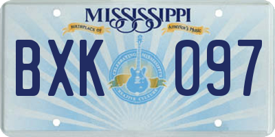 MS license plate BXK097
