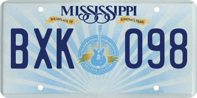 MS license plate BXK098