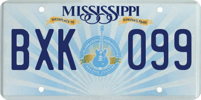 MS license plate BXK099