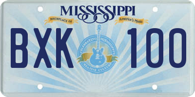 MS license plate BXK100