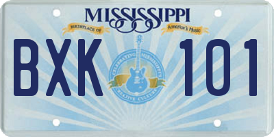 MS license plate BXK101