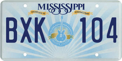 MS license plate BXK104