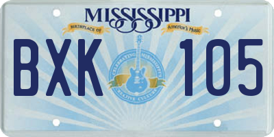 MS license plate BXK105