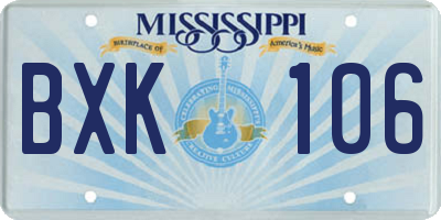 MS license plate BXK106