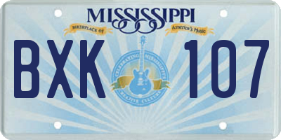 MS license plate BXK107