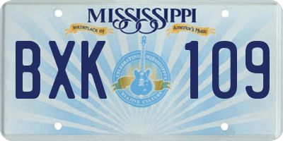 MS license plate BXK109