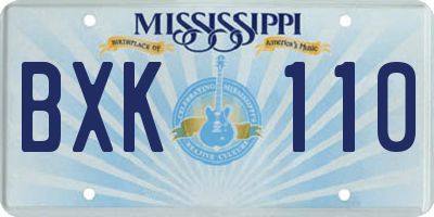 MS license plate BXK110