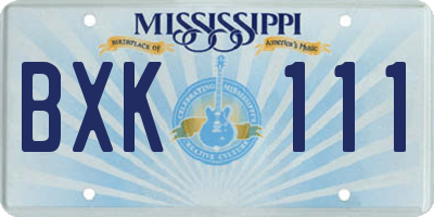 MS license plate BXK111