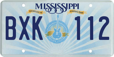 MS license plate BXK112