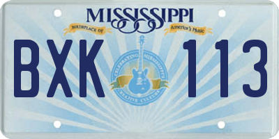 MS license plate BXK113