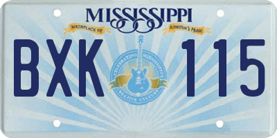 MS license plate BXK115