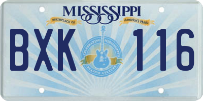 MS license plate BXK116
